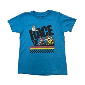 Mario‎ Kart Race Ya! Nintendo Graphic T-Shirt Kids Size S Blue